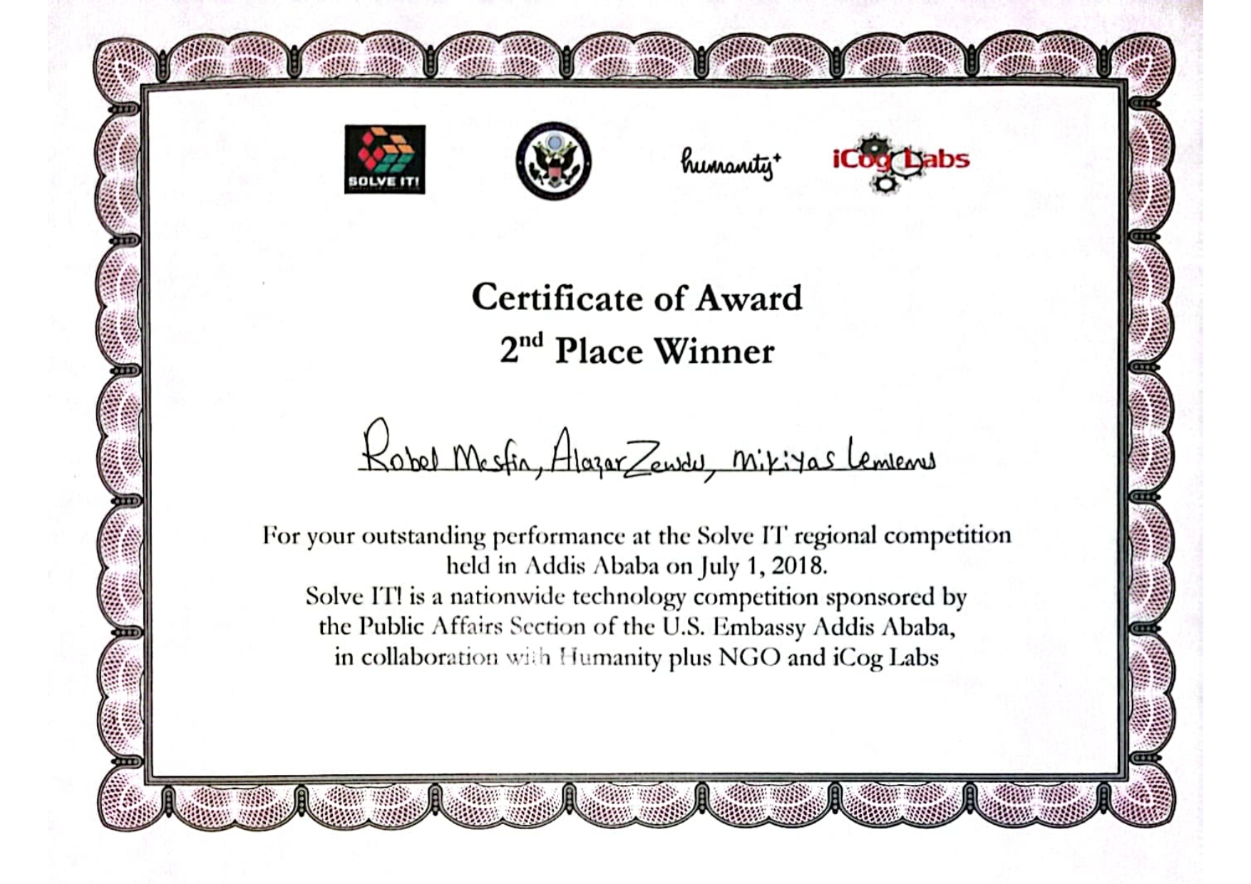 Certificate 1